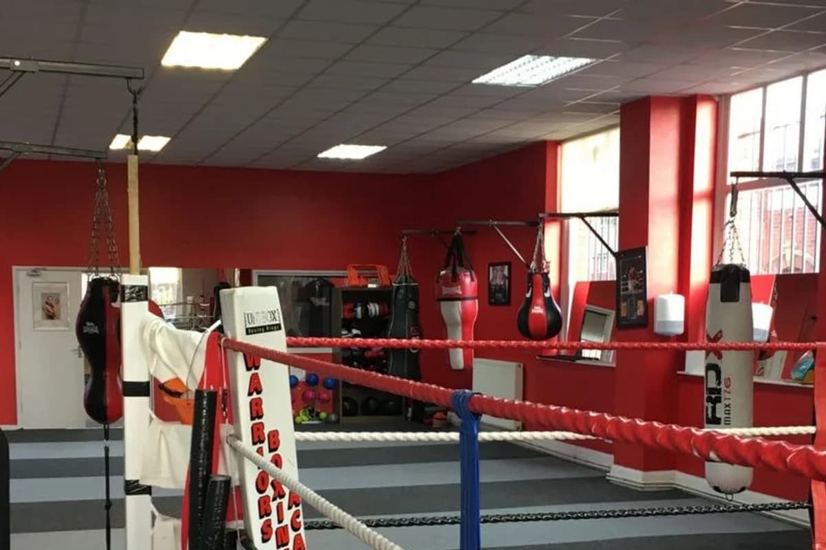 Full-size boxing ring at Warriors Boxing Academy Chadderton